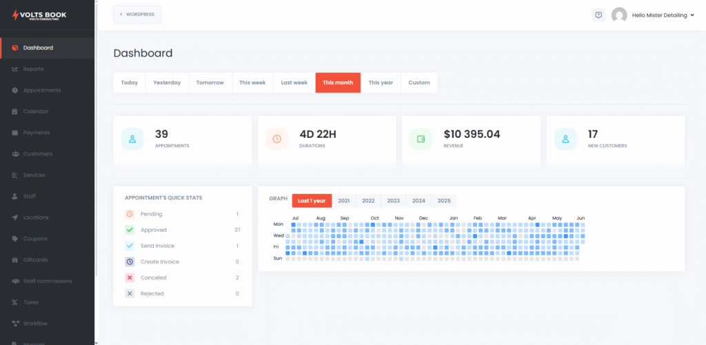 Mockup of a mobile booking interface with time slot selection and confirmation.